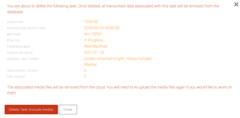 Task Manamagent -- Delete Task Screen